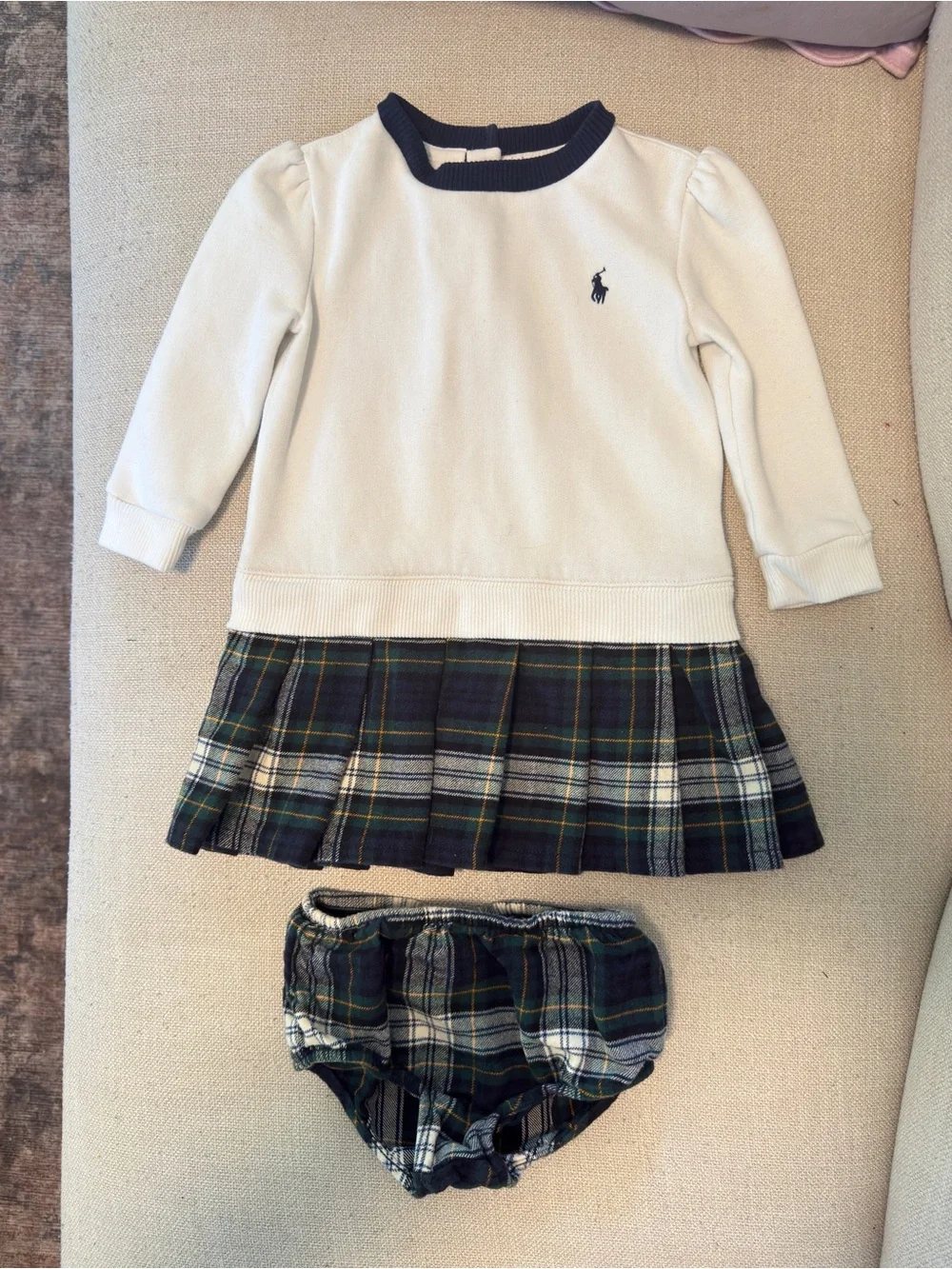 Ralph Lauren Plaid Pleated Fleece Dress and Bloomers